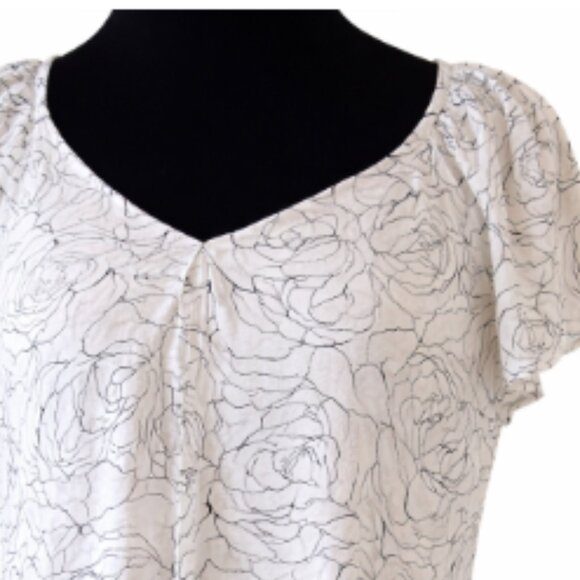 Roz & Ali White Floral Blouse | Size L - Picture 6 of 7